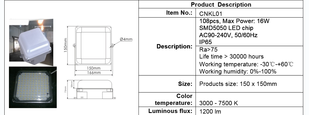 Đèn chuyên dụng cho kho lạnh - hoạt động từ -30°C đến 60°C