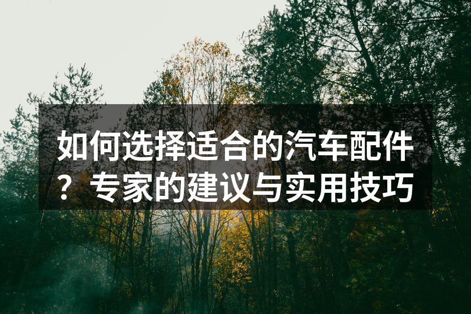 选择适合的汽车配件至关重要